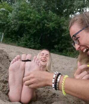 Vera tickles Natasha, Buried in the Sand, In public