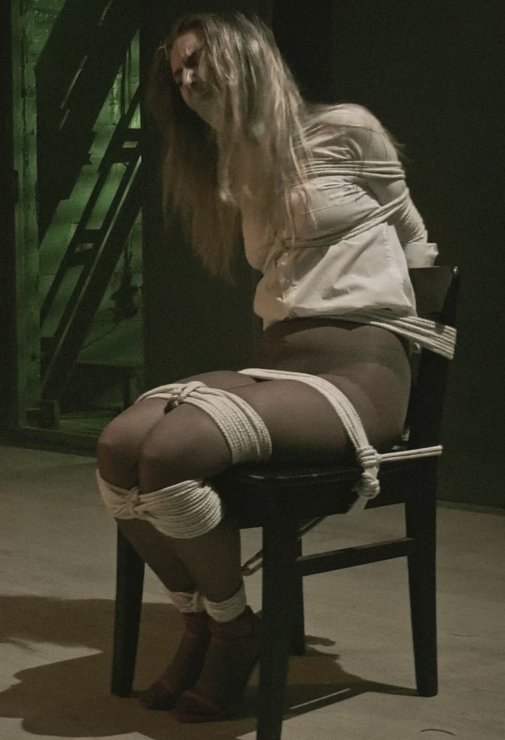Katrina got into a trouble - Chair tie and tight tape gag with a sponge